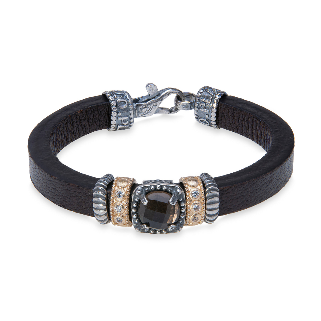 Pulsera Mujer Miret de Cuero y Cuarzo