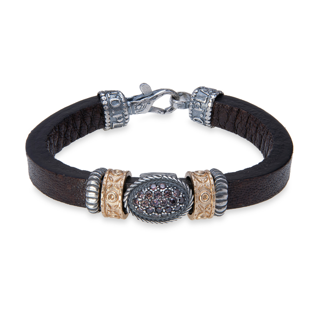 Pulsera Mujer Fiora de cuero y circonitas