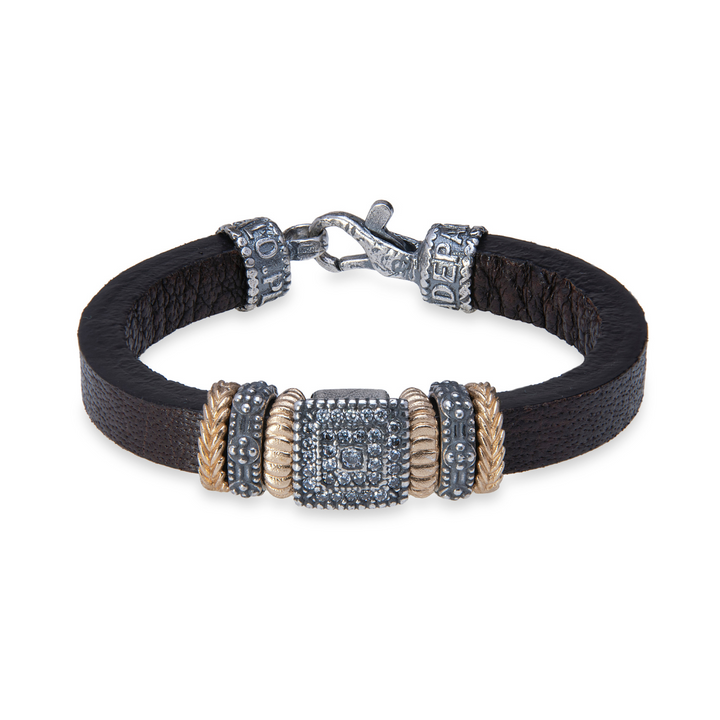 Pulsera Mujer Cali de cuero con plata 925 y circonitas