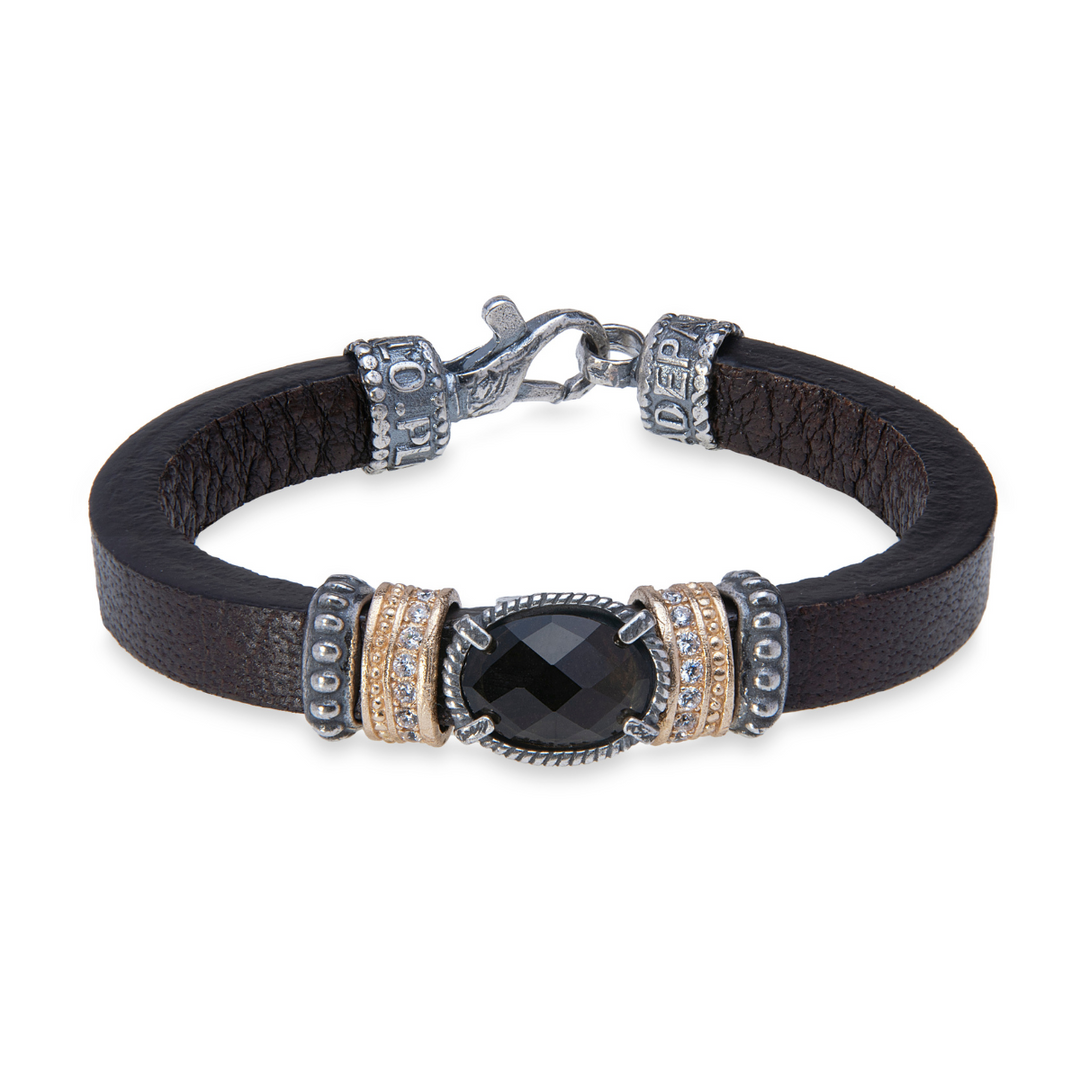 Pulsera Mujer Virelle de cuero y cuarzo