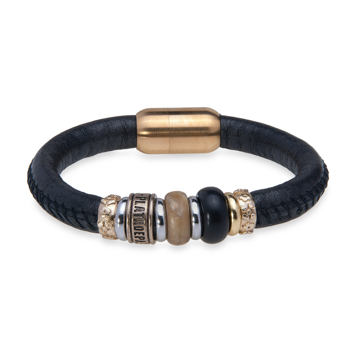 Pulsera mujer Mules de cuero con resinas marrón y negro