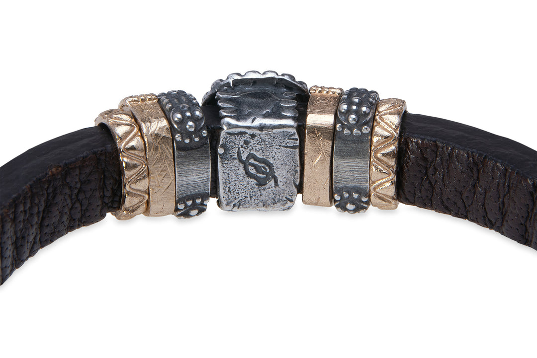 Pulsera Mujer Riven de cuero y circonita turquesa