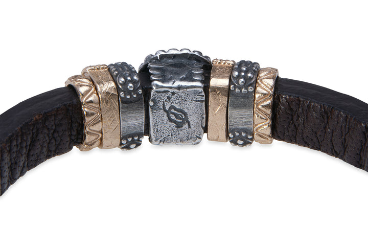 Pulsera Mujer Riven de cuero y circonita turquesa