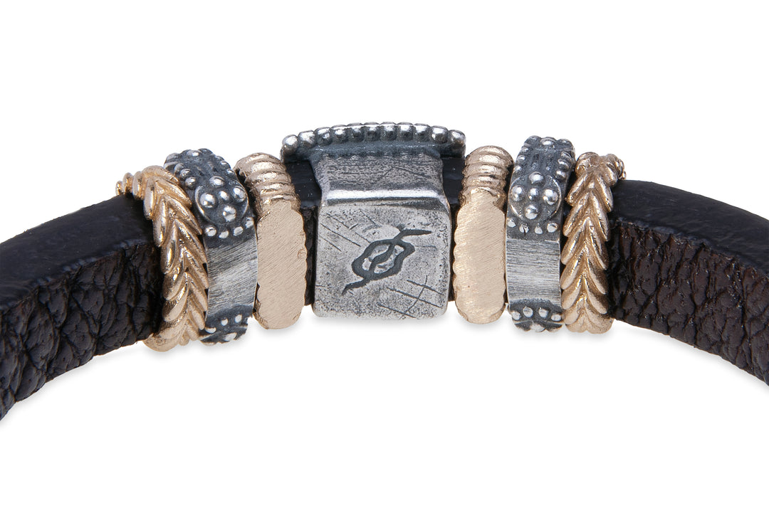 Pulsera Mujer Cali de cuero con plata 925 y circonitas