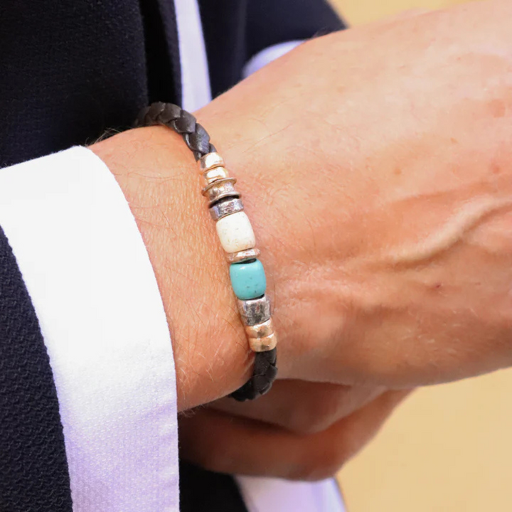 Padang Herrenarmband aus Leder und 925 Silber