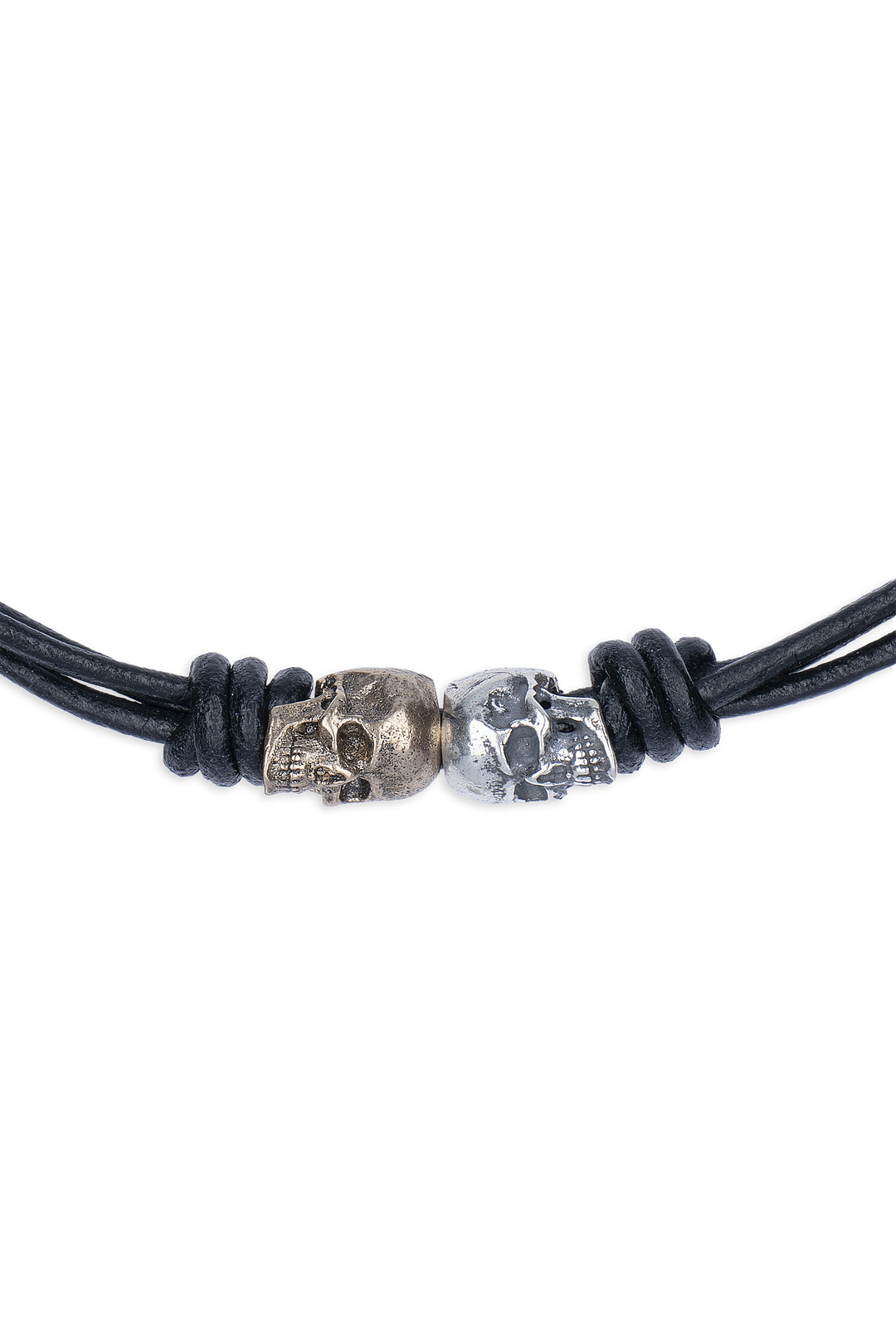 Collar Calavera Flaherty con Plata 925, cuero y bronce