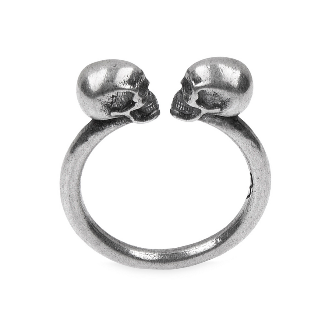 Kizuna-Ring mit zwei Totenköpfen in 925er Silber