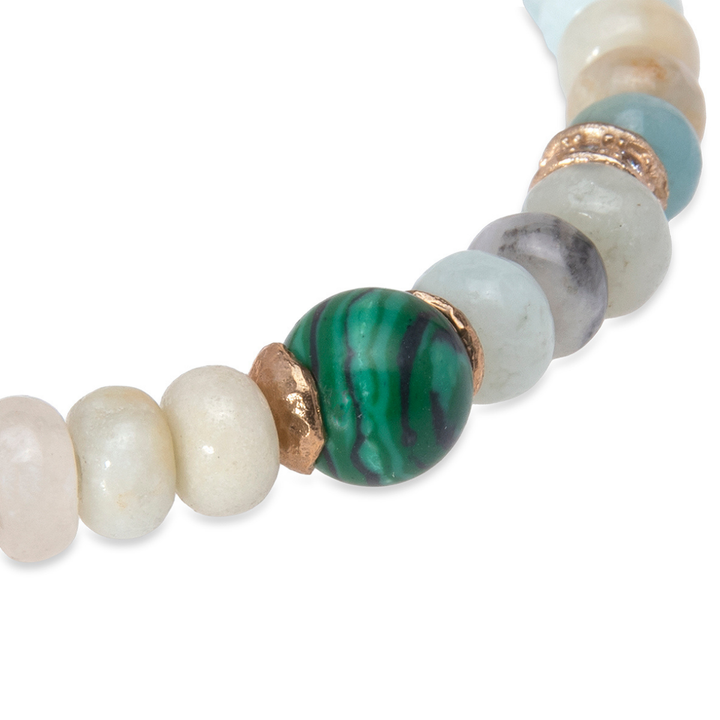 Pulsera de bolas de mujer Mizu de amazonita y jade con piezas de plata 925