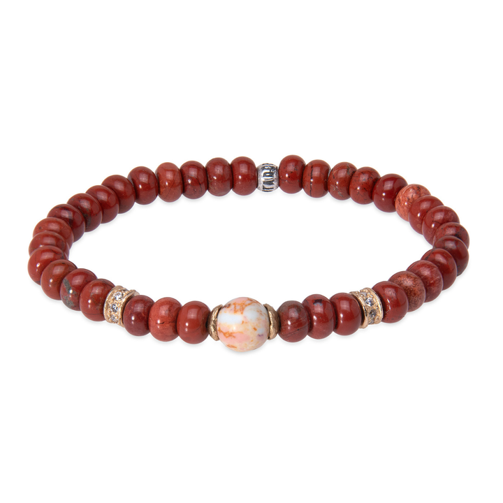 Hanami women's carnelian and coral bead bracelet with 925 silver pieces