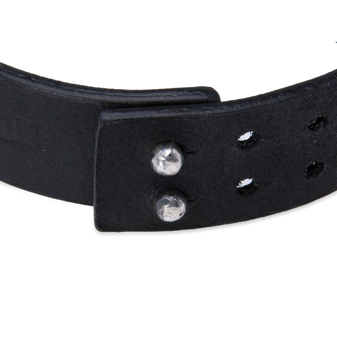 Tetsu women's leather bracelet with 925 silver circle