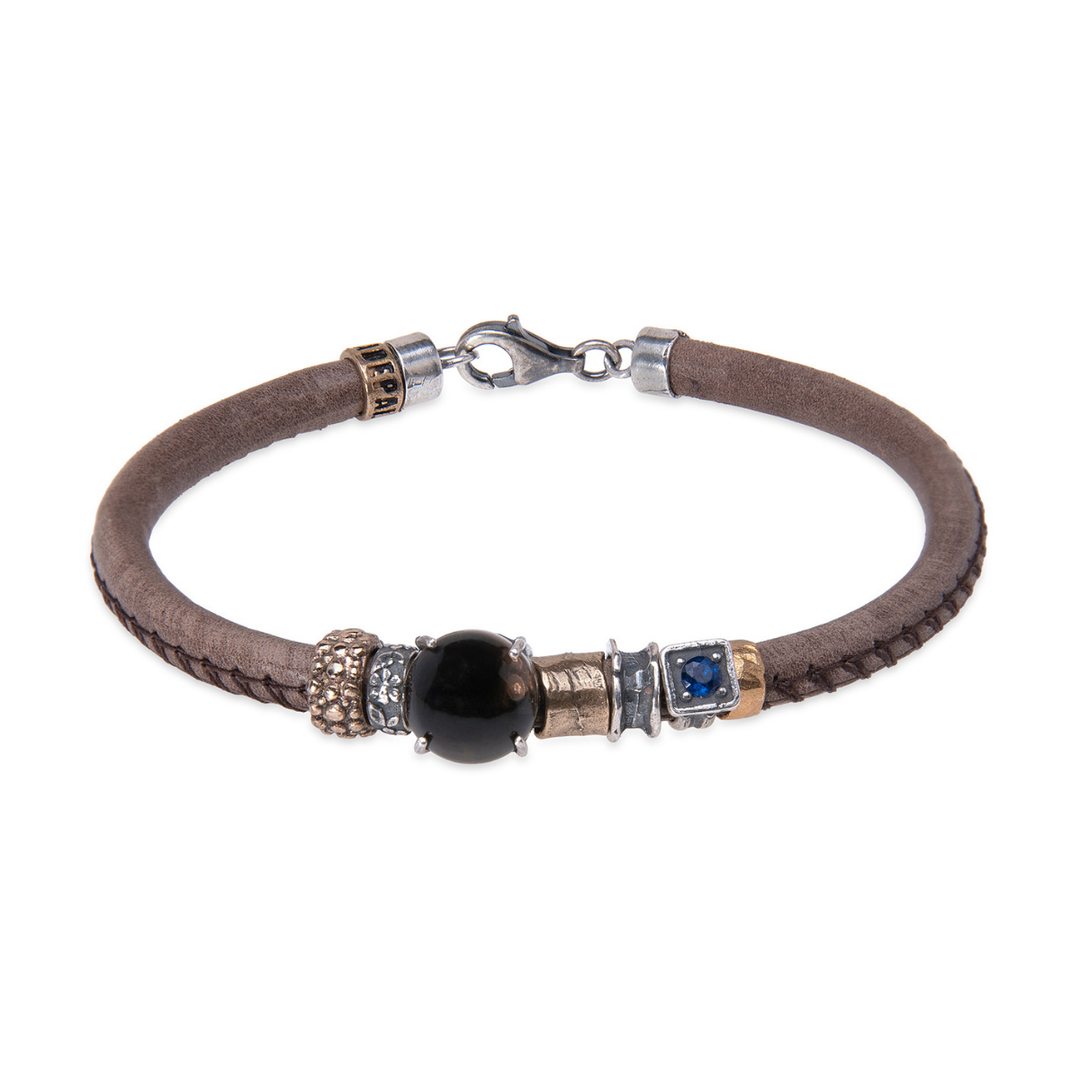 Tenshi Damenarmband aus Leder und Rauchquarz