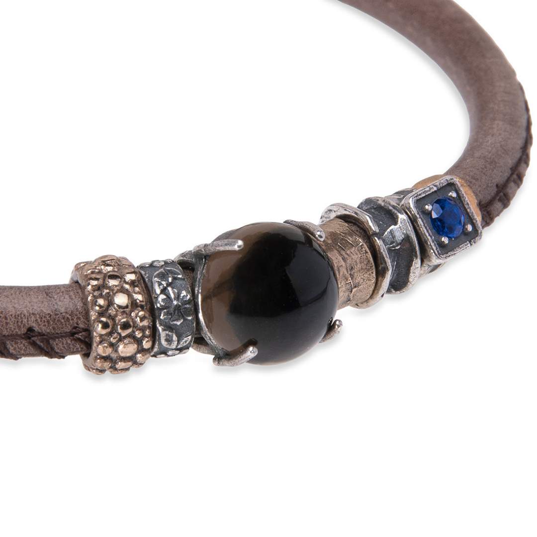 Tenshi Damenarmband aus Leder und Rauchquarz