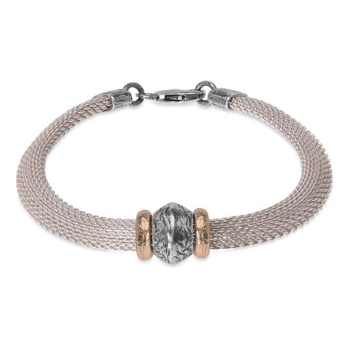 Pulsera Mujer Kori de malla de plata 925 y piezas de plata y bronce