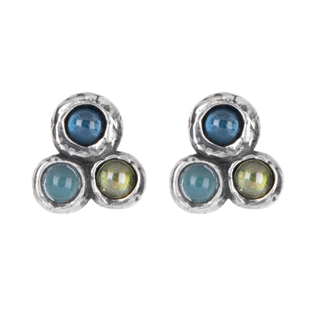 Kaiko Damen Ohrringe in 925 Silber mit Aquamarin, Grün und Olivin