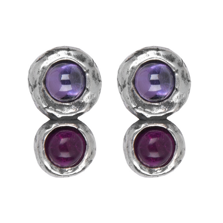Kage Damen-Ohrringe aus 925er Silber mit Rubin und Amethyst