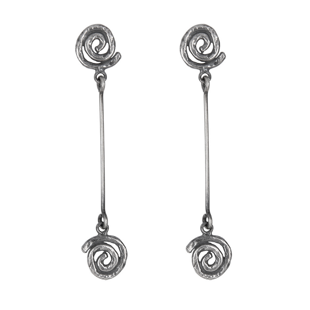 Pendientes Mujer Yamiyo colgantes largos con epirales de plata 925