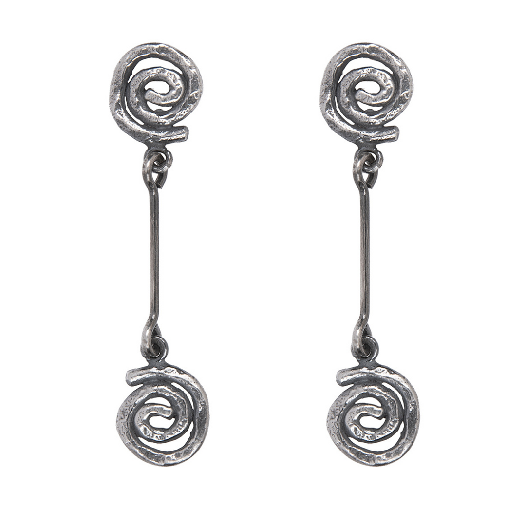 Oboro Women's Medium Dangling Earrings with 925 Silver Spirals