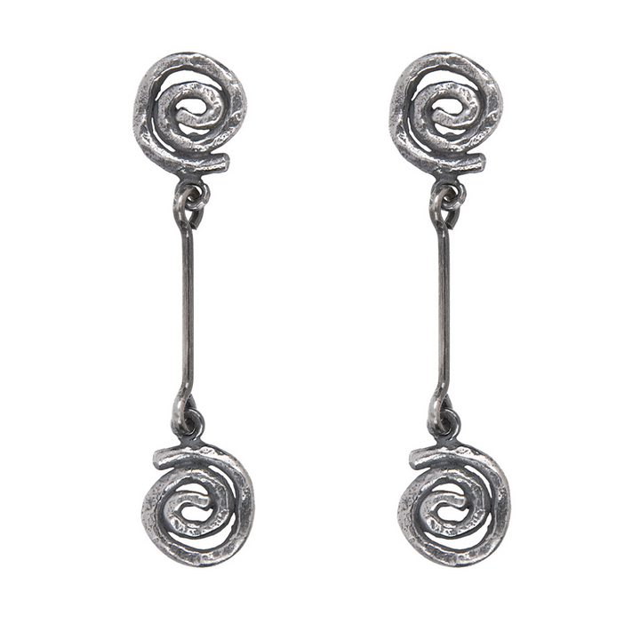 Oboro Women's Medium Dangling Earrings with 925 Silver Spirals