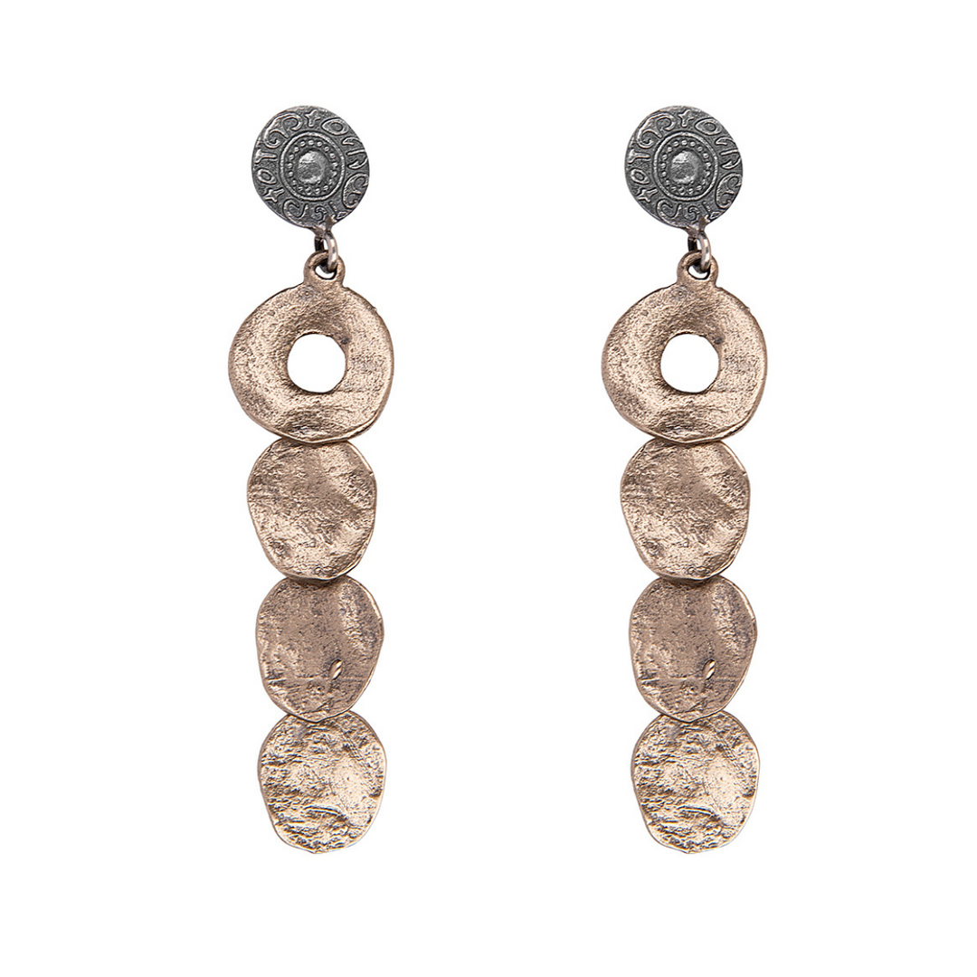 Tekko Damen-Ohrringe mit hängenden bronzenen Kreisen
