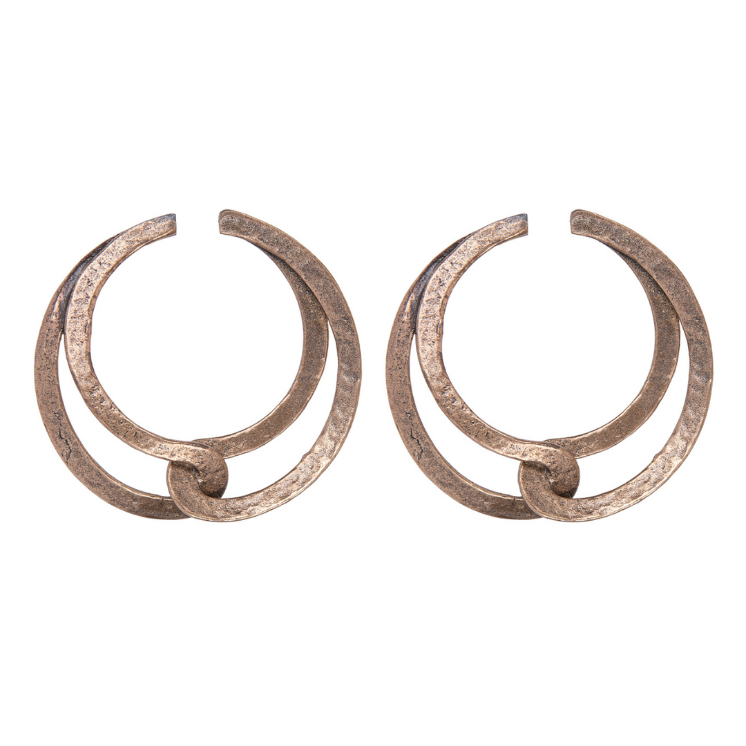 Seishi Damen-Ohrringe mit ineinander verschlungenen Bronze-Creolen