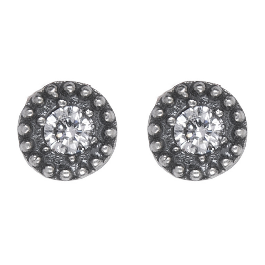 Tsuyu women's circular earrings made of 925 silver and white zirconia