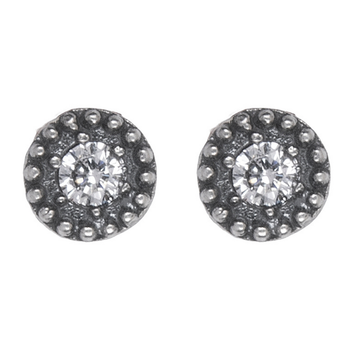 Tsuyu women's circular earrings made of 925 silver and white zirconia
