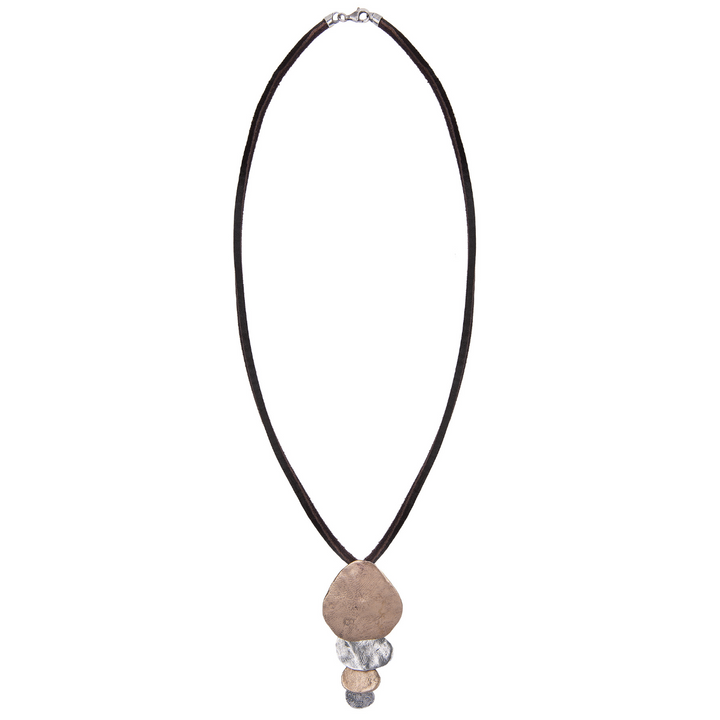 Zenchi Damen-Lederkette mit Anhänger aus Bronze und 925er Silber