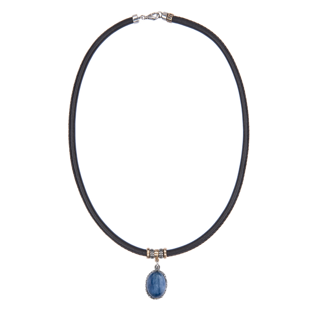 Raijin Damen-Lederhalskette mit Kyanit-Anhänger