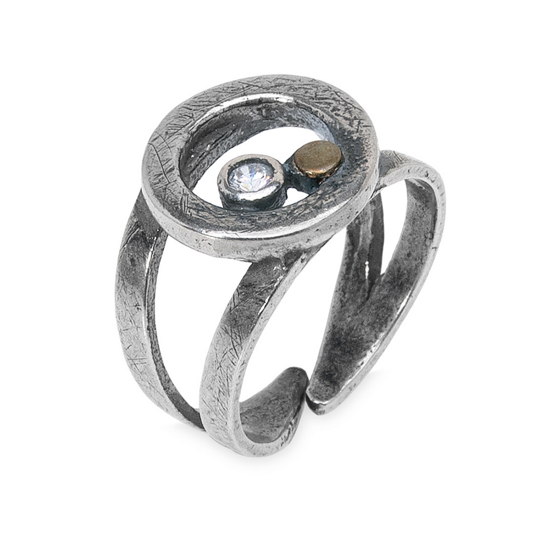 Anillo Mujer En con una espiral de plata 925 y un punto de bronce