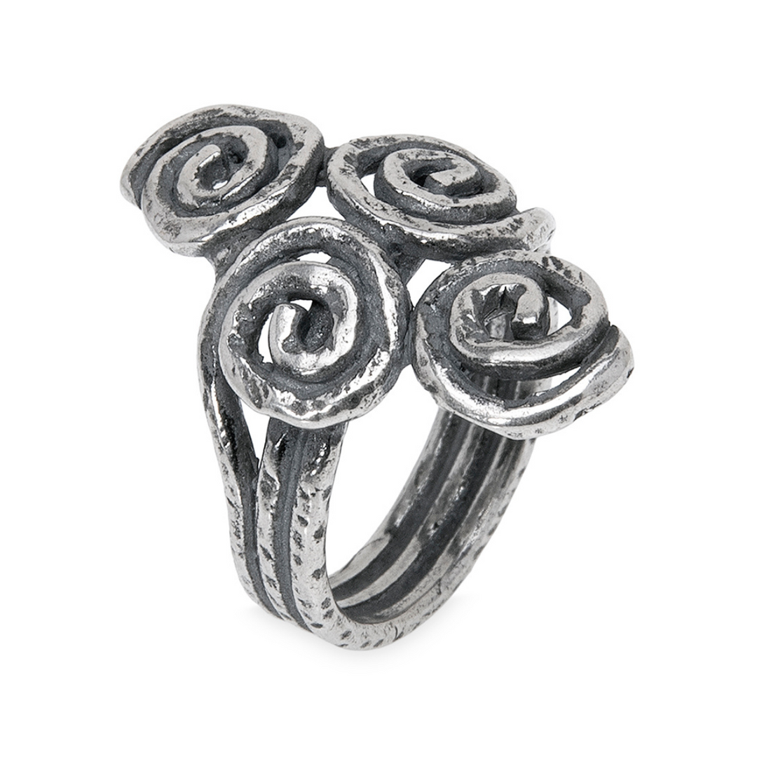 Yugen Women's Ring with four 925 silver spirals