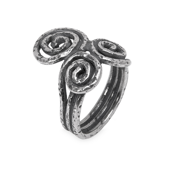 Kuraiho Damenring mit drei 925 Silberspiralen