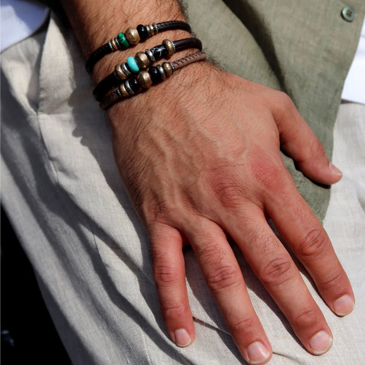 Akatsuki Men's Leather Bracelet with Tiger's Eye