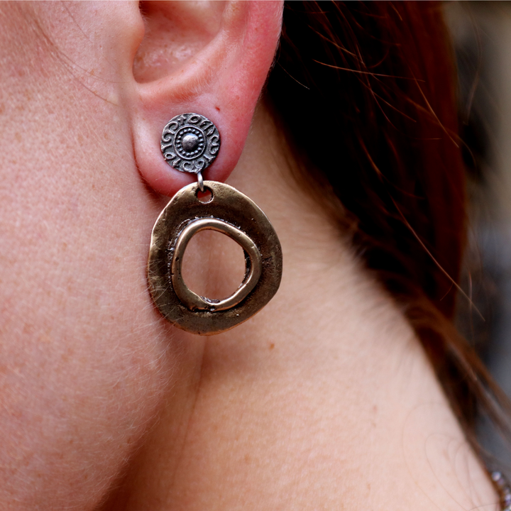 Tetsu Women's Earrings in Bronze and 925 Silver