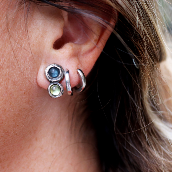 Shinkai Damen-Ohrringe in 925er Silber mit Aquamarin und Olivin