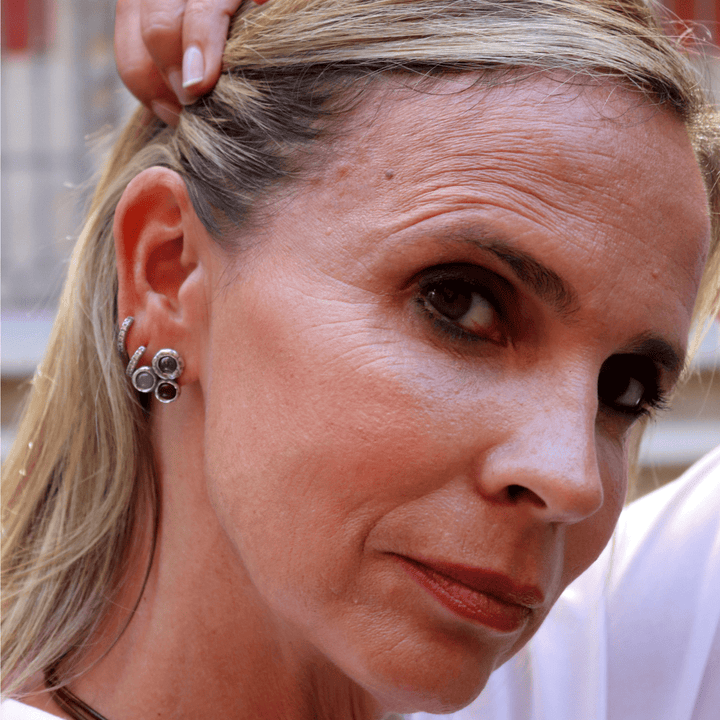 Satori Damen-Ohrringe in 925er Silber mit Rubin, Rose und Amethyst