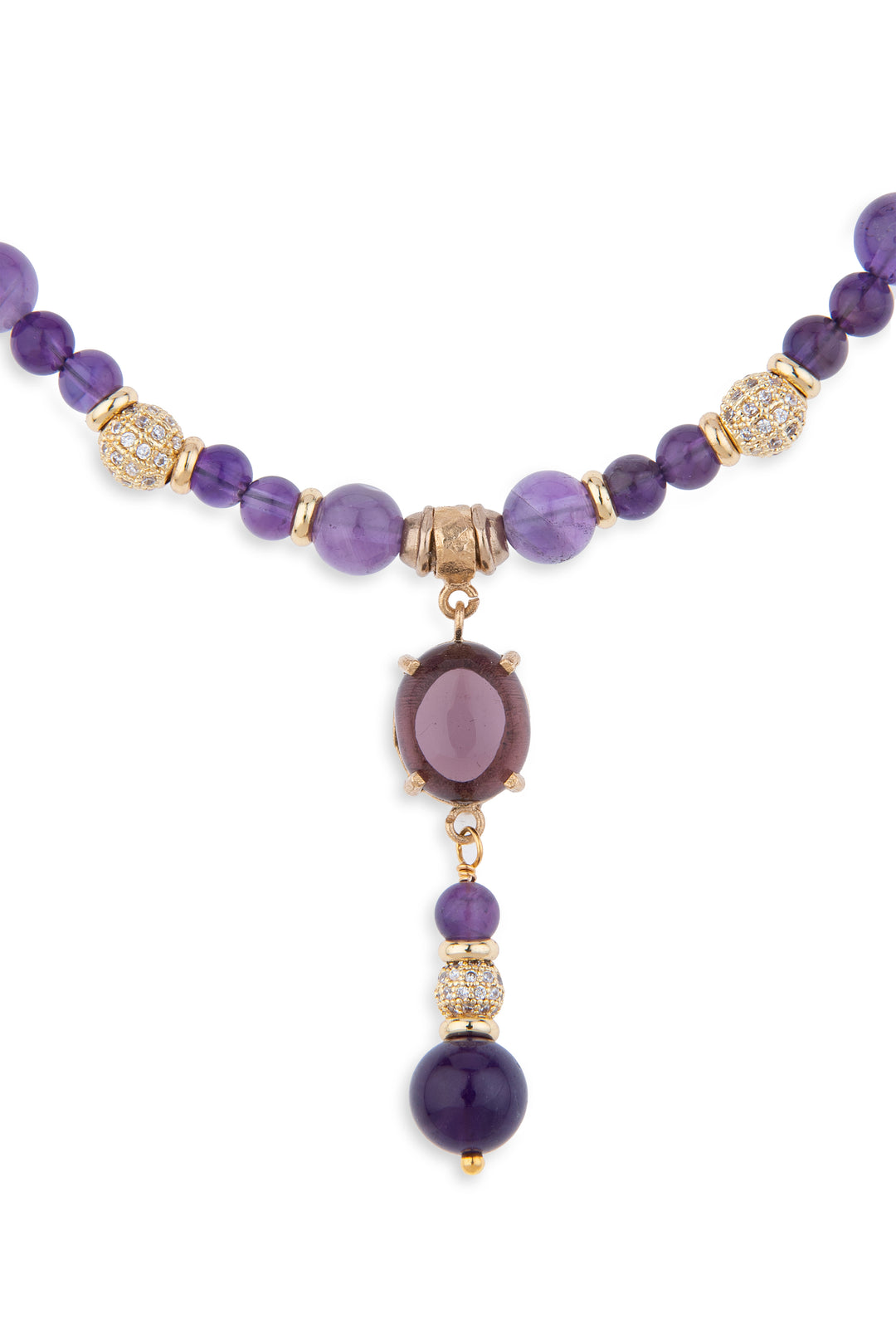 Alime Women's Necklace in bronze, amethyst and zircons