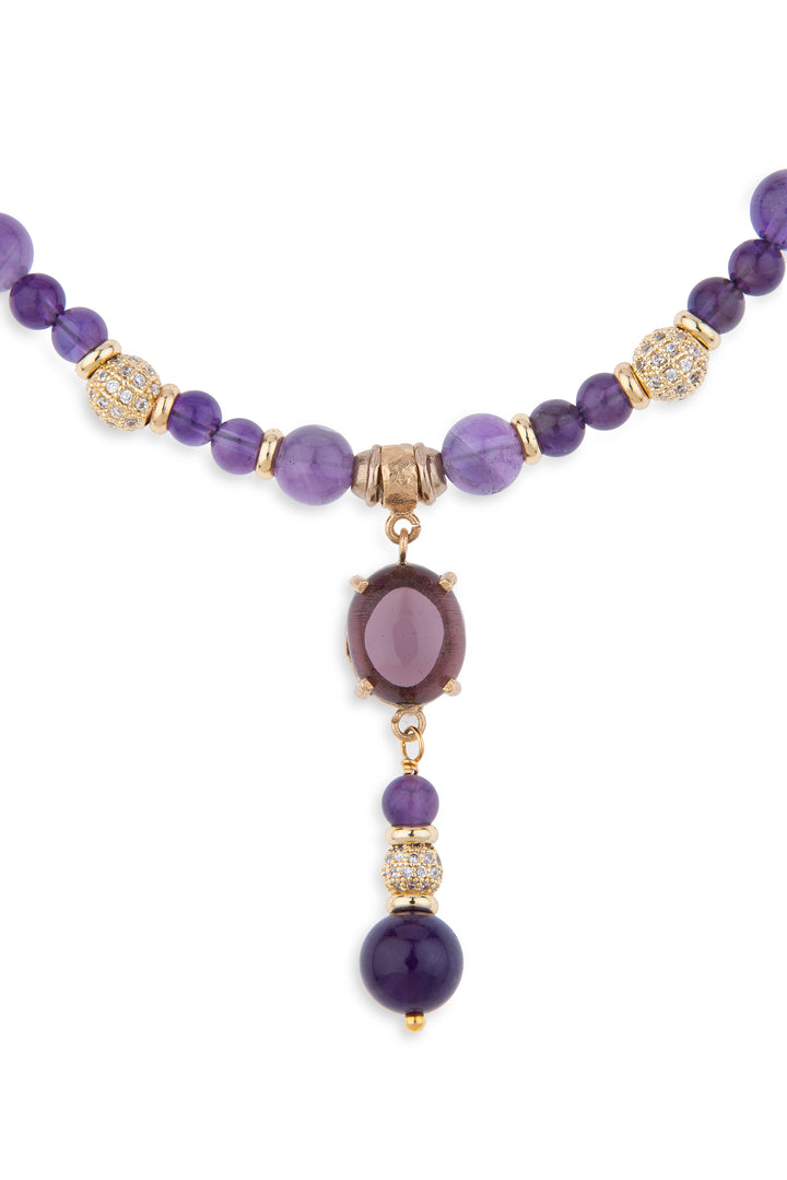 Alime Women's Necklace in bronze, amethyst and zircons