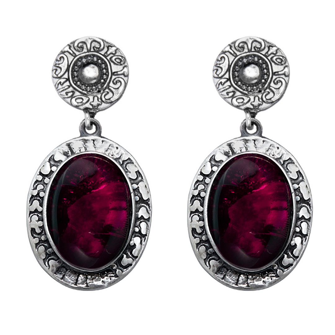 Kurai Damenohrringe aus 925er Silber und Granatstein